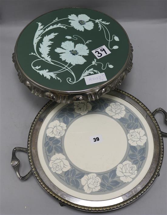 A WMF and ceramic tray and a German Art Nouveau cake stand